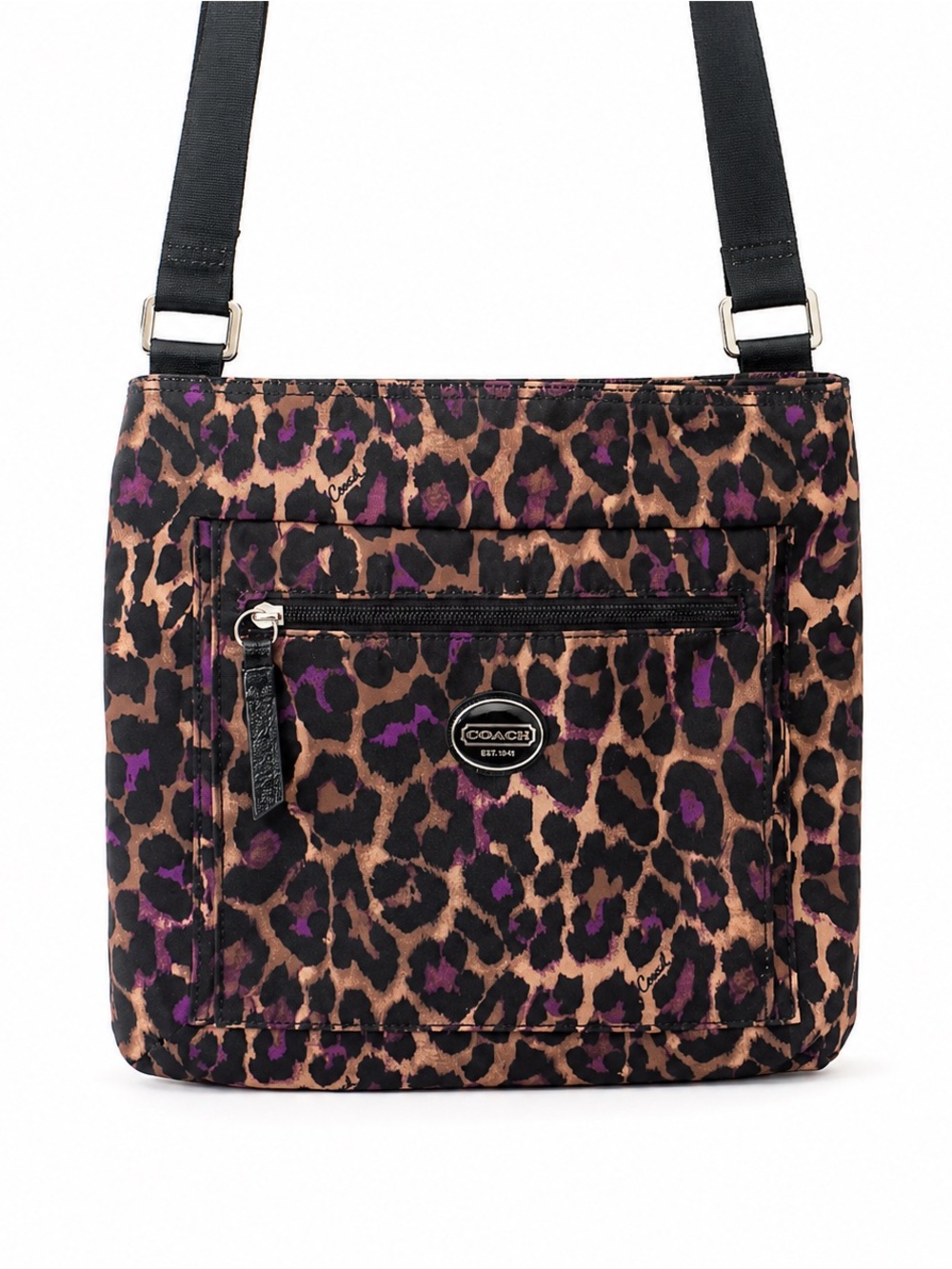 Coach purple & brown leopard-print bag - Picture 2 of 4